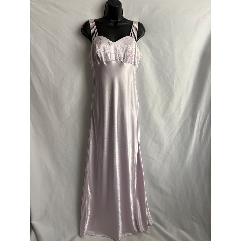 Vintage All That Jazz Lilac Satin Embroidered Sequin Formal Dress Size 9/10
